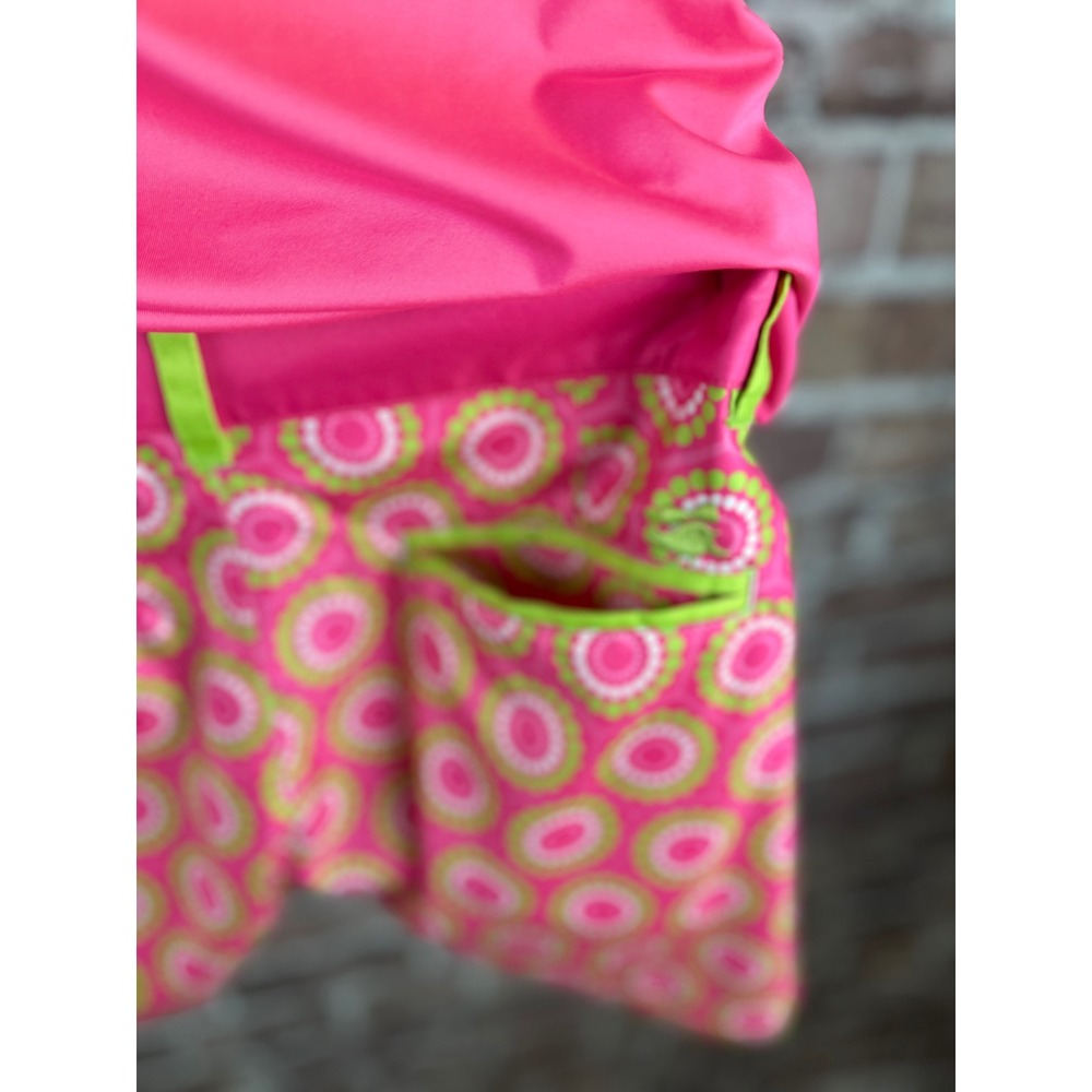 Birdies and Bows Womens Pink Lime Green Ruffle Golf Polo and Shorts Set Small - Picture 6 of 16